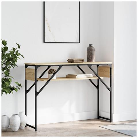 Tavolo Consolle Ripiano Rovere Sonoma 105x30x75cm Multistrato - Foto 1