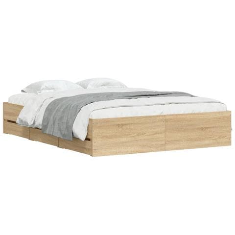 Giroletto Cassetti Rovere Sonoma 140x190 Cm Legno Multistrato - Foto 3