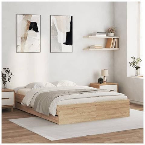 Giroletto Cassetti Rovere Sonoma 140x190 Cm Legno Multistrato - Foto 1