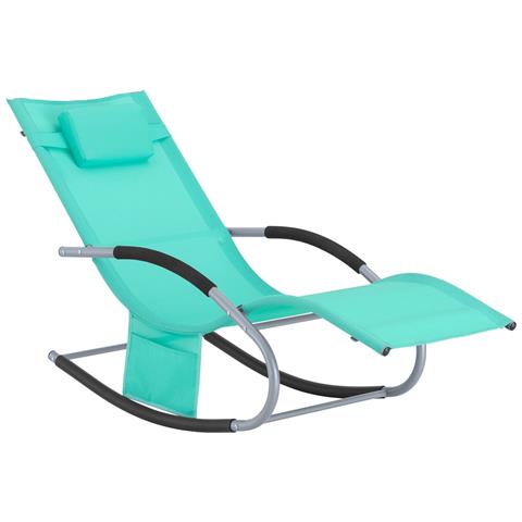 Sdraio Da Giardino Poltrona A Dondolo Con Poggiatesta E Taschina Blu Ogs28-tb - Foto 1