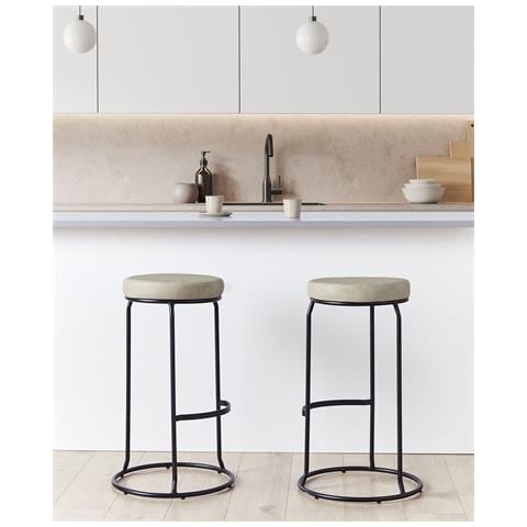 Sgabello Da Bar Set Di 2 Pelle Sintetica Grigio Chiaro Milroy - Foto 1