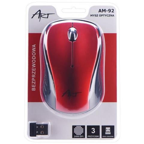 Mouse Wireless Optical Am-92 Office 1200 Dpi Red - Foto 1