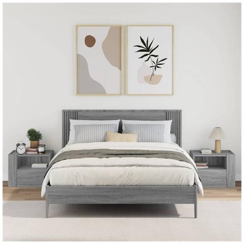 Comodini a Muro 2 pz Grigio Sonoma 45x30x35 cm - Foto 3