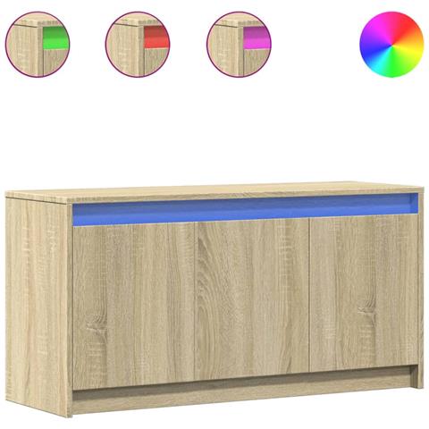 Mobile Porta Tv Con Led Rovere Sonoma 100x34x50cm In Truciolato - Foto 2