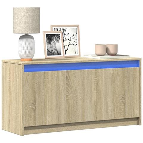 Mobile Porta Tv Con Led Rovere Sonoma 100x34x50cm In Truciolato - Foto 1