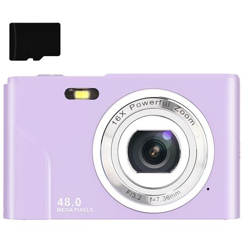 Fotocamera Digitale Da 48 Mp, Fhd 1080p, Zoom 16x, Scheda Di Memoria Da 32 Gb Purple - Foto 1