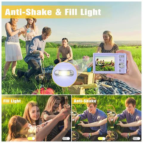 Fotocamera Digitale Da 48 Mp, Fhd 1080p, Zoom 16x, Scheda Di Memoria Da 32 Gb Purple - Foto 7