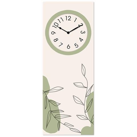 Orologio Da Parete In Legno Ecologico, Con Stampa Stylized Floral Green, 30x80 Cm, Made In Italy, Movimento A Quarzo, Alimentato A Batteria Non Inclusa, Adatto A Tutti Gli Stili Di Casa - Foto 1