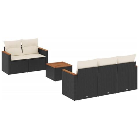 Set Divano da Giardino 6 pz con Cuscini Nero in Polyrattan - Foto 1