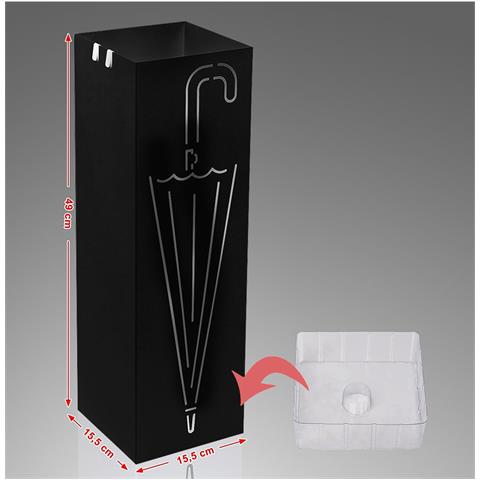 Portaombrelli In Ferro Design Quadrato Stand Nero Vaschetta Salvagoccia - Foto 2