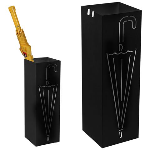 Portaombrelli In Ferro Design Quadrato Stand Nero Vaschetta Salvagoccia - Foto 1