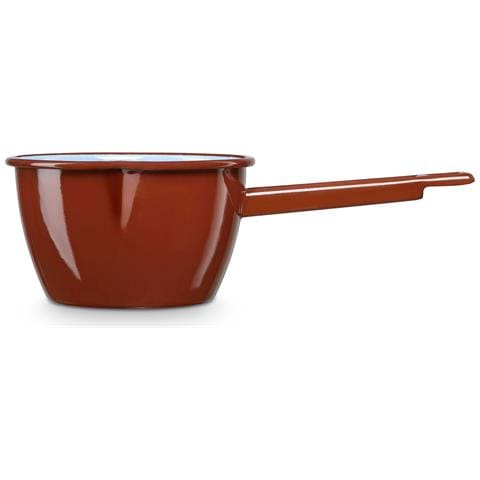 Terra Pentolino Induzione Latte Con Manico 1,1 L Acciaio Smaltato 14 Cm Vintage Marrone - Foto 1