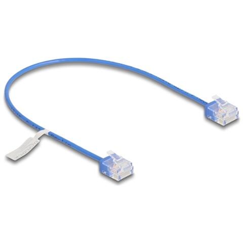 Cavo di rete RJ45 Cat. 6 UTP Ultra Slim 0,3 m blu con connettori corti - Foto 1