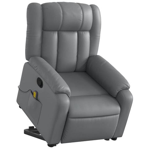 Poltrona Alzapersona Reclinabile Massaggio Grigio Similpelle - Foto 3