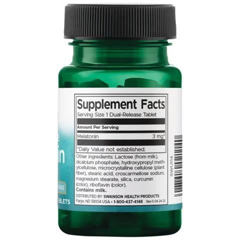 Melatonina A Doppio Rilascio 3 Mg 60 Compresse Swanson Health Products - Foto 2