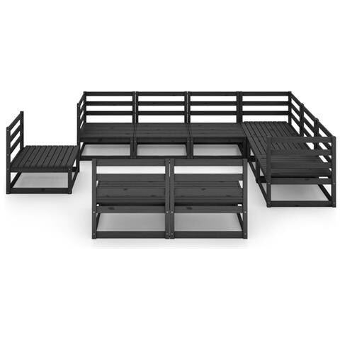 Set Divani Da Giardino 9 Pz Nero In Legno Massello Di Pino - Foto 2