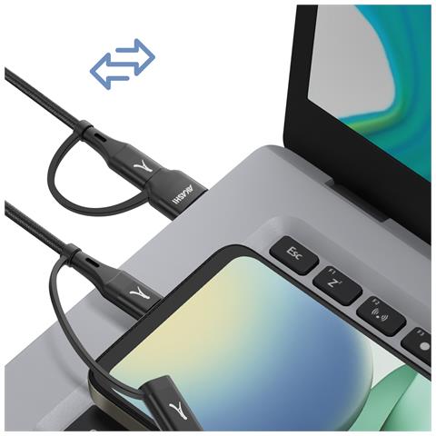 Cavo 4-in-1 Usb-c E Usb A Usb-c E Lightning Ricarica 20w 1m, Nero - Foto 5