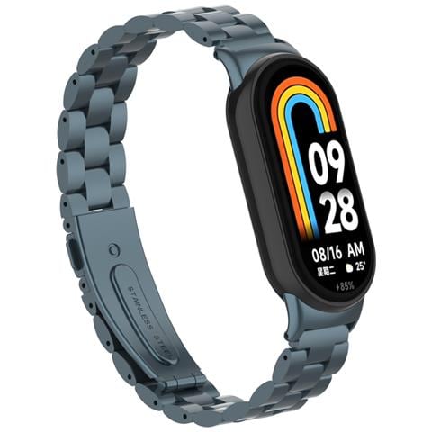 Cinturino In Acciaio Inossidabile Solido Compatibile Con Xiaomi 9, Bracciale A Tre Perle, Colore Grigio Scuro, Design Elegante E Resistente Grey - Foto 1