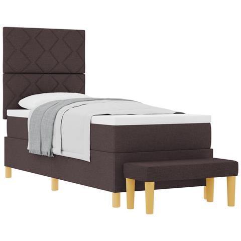 Letto con Box Spring con Materasso & Panchina Marrone Scuro 80x200 cm Tessuto - Foto 1