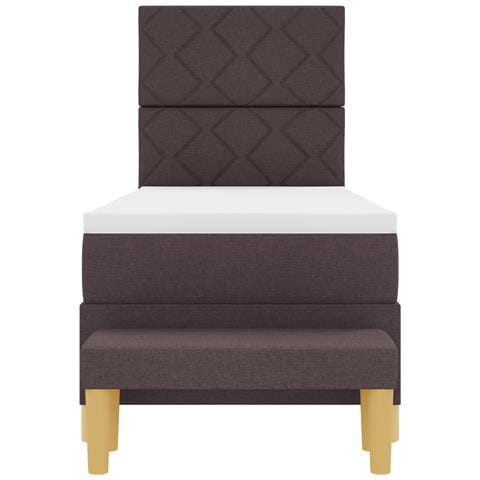 Letto con Box Spring con Materasso & Panchina Marrone Scuro 80x200 cm Tessuto - Foto 9