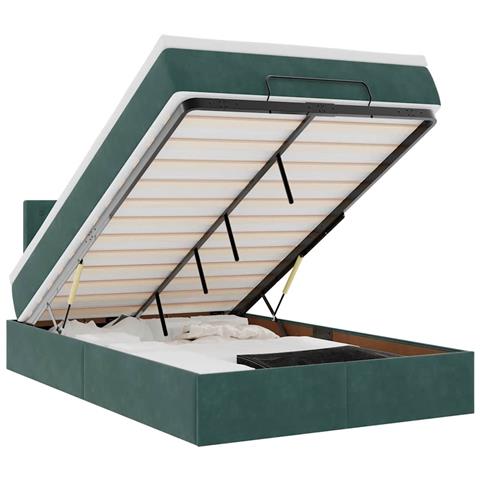 Struttura Letto Pouf con Materasso 120x200 cm Velluto - Foto 1