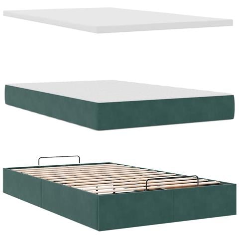 Struttura Letto Pouf con Materasso 120x200 cm Velluto - Foto 9