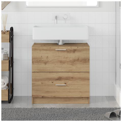 Mobile lavabo Rovere artigianale 59x37x59 cm Legno ingegnerizzato - Foto 2