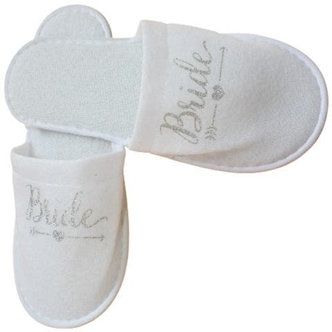 Pantofole Bianche Da Sposa Con Scritta 'bride' Per Feste Di Addio Al Nubilato Silver - Foto 4
