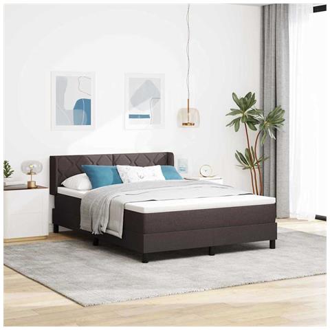 Letto box spring con materasso Marrone Scuro 140 x 200 cm - Foto 2