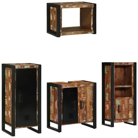 Set di mobili per il bagno 4 pcs Legno massello riciclato - Foto 2