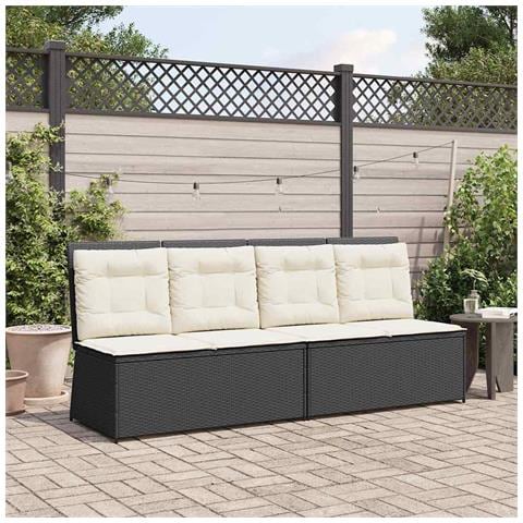 Panchina da giardino con cuscino Nero Poly Rattan - Foto 2