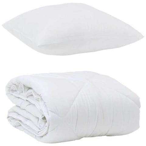 Set di piumini con cuscino 2 pcs Bianco 155 x 200 cm Microfibra - Foto 1