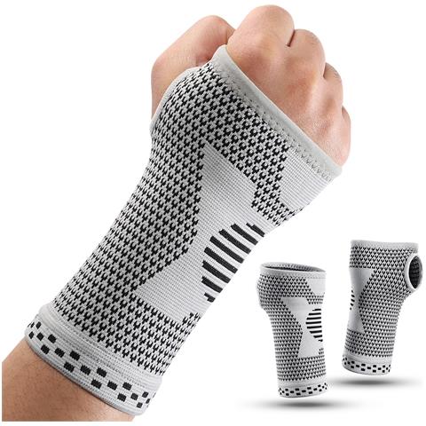 Guanti Di Supporto Polso Sportivi Grigio (paio) - Fasce Compressione Traspiranti L - Foto 1