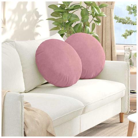 Cuscini per Seduta 2 pcs Rosa Ø 40 x 13 cm Velluto - Foto 2
