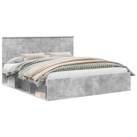 Struttura del letto Calcestruzzo 180 x 200 cm Pino massello - Foto 1