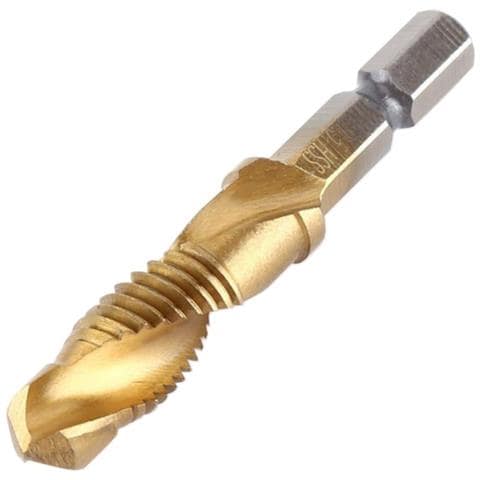 Set Di 6 Punte Per Maschiatura Con Codolo Esagonale, Stile Corto Oro, M8x0.75, Acciaio Al Carbonio - Foto 5