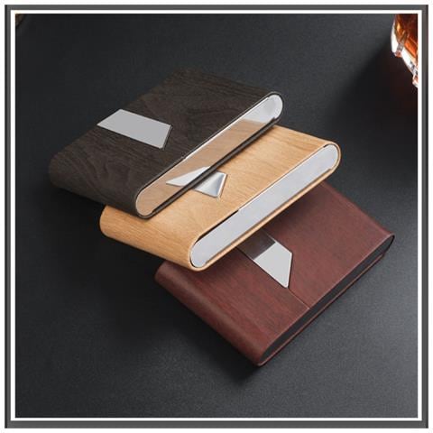 Portasigarette A Ribalta In Pelle Pu Con Grana Del Legno - Contiene 7 Sigarette King Size Coffee - Foto 6