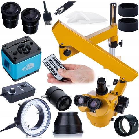 Mikroscopio Trinoculare Neptune Pro - Zoom 7-45x Con Fotocamera 4k E Illuminatore Led | Sistema Ottico Greenough | Uso Professionale - Foto 1