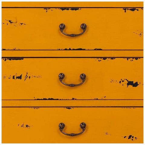 Mobiletto In Legno Con 4 Cassetti E 2 Ante, Giallo, 60x40x140h Cm - Foto 8