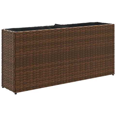 Fioriera con 2 Vasi Marrone 90x20x40 cm in Polyrattan - Foto 1