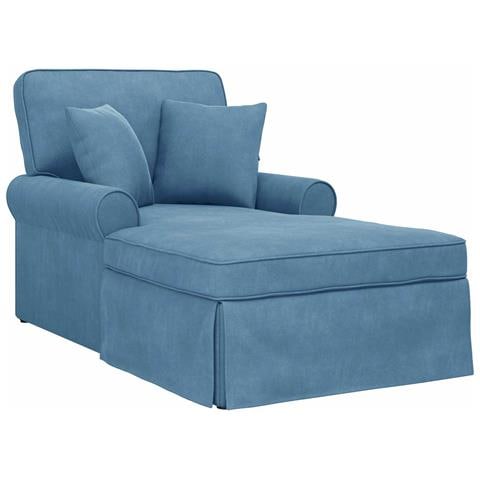 Chaise Longe con Gonna con cuscino 3 pcs Blu Tessuto in Cords - Foto 1