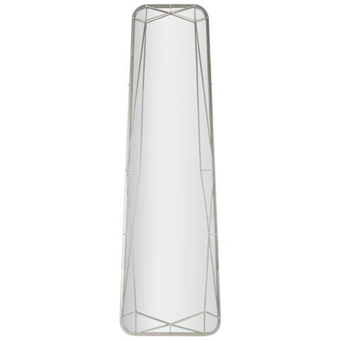 Specchio Da Terra Rettangolare In Metallo Argento Con Struttura Geometrica 52x159 Cm - Foto 2