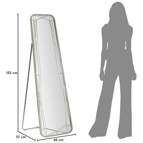 Specchio Da Terra Rettangolare In Metallo Argento Con Struttura Geometrica 52x159 Cm - Foto 8