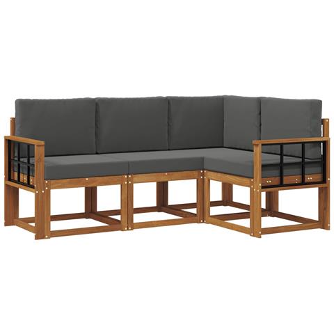Set di divani da esterno con cuscino 4 pcs Naturale e Antracite - Foto 1