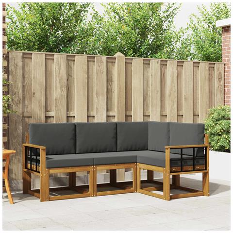 Set di divani da esterno con cuscino 4 pcs Naturale e Antracite - Foto 2