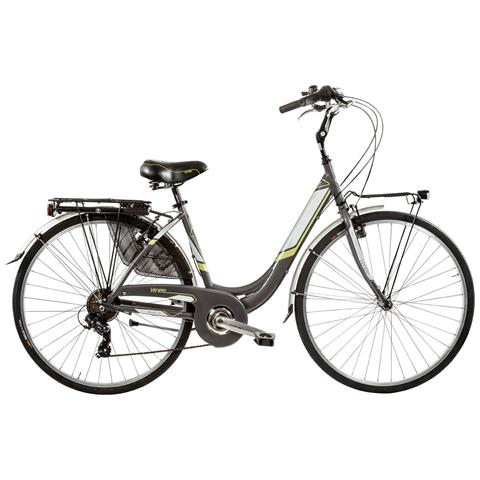 Bici In Alluminio Da Donna Misura 28 Bicicletta Linea Venere City Bike Con Cambio 6v Completa Di Accessori Con Luci A Led - 46 Titanio Verde Lime - Foto 1
