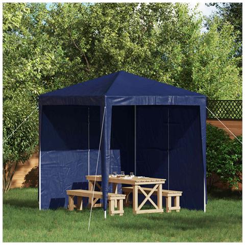 Parete per tenda da festa 2 pcs Blu 200 x 195 cm PE e Acciaio - Foto 2