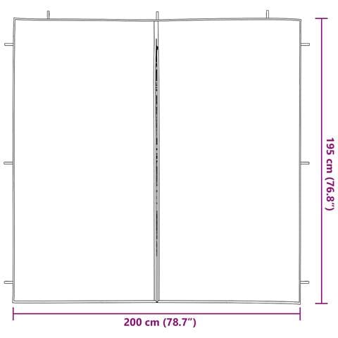 Parete per tenda da festa 2 pcs Blu 200 x 195 cm PE e Acciaio - Foto 6