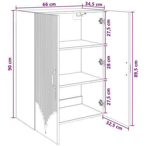Mobiletto a muro Bianco Lucido 66 x 34,5 x 90 cm - Foto 7
