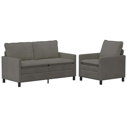 Set di divani 2 pcs Grigio Chiaro Tessuto - Foto 1